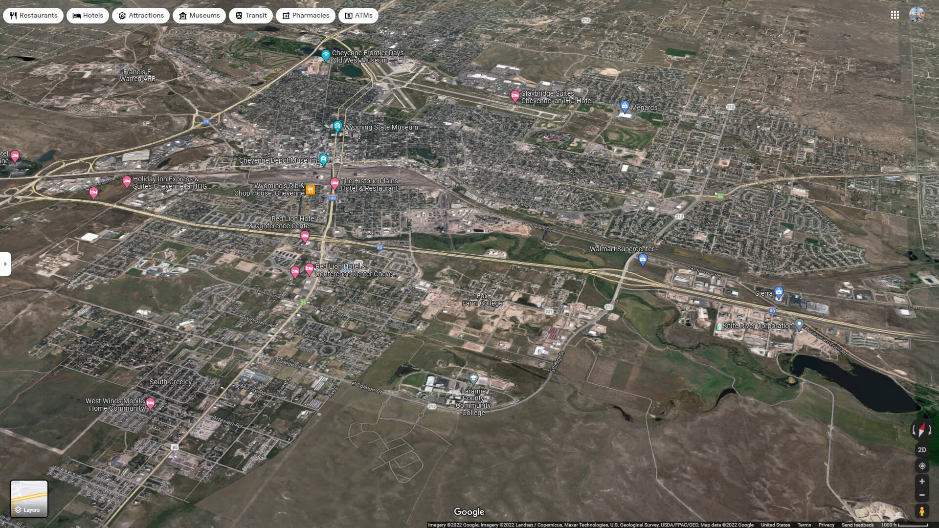 Cheyenne Aerial Map Wyoming